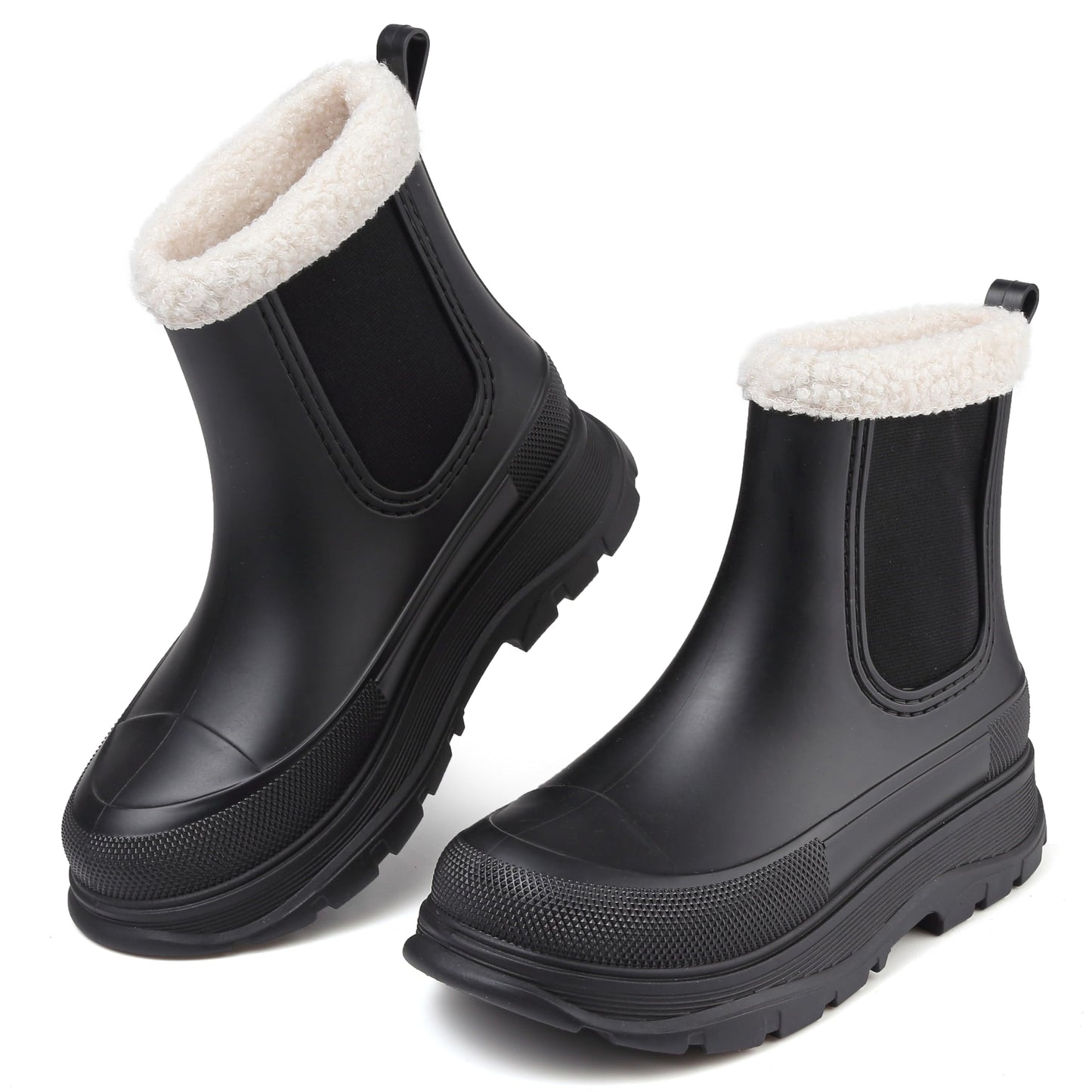 Women's Short Rain Boots Waterproof Slip On Ankle Chelsea Booties