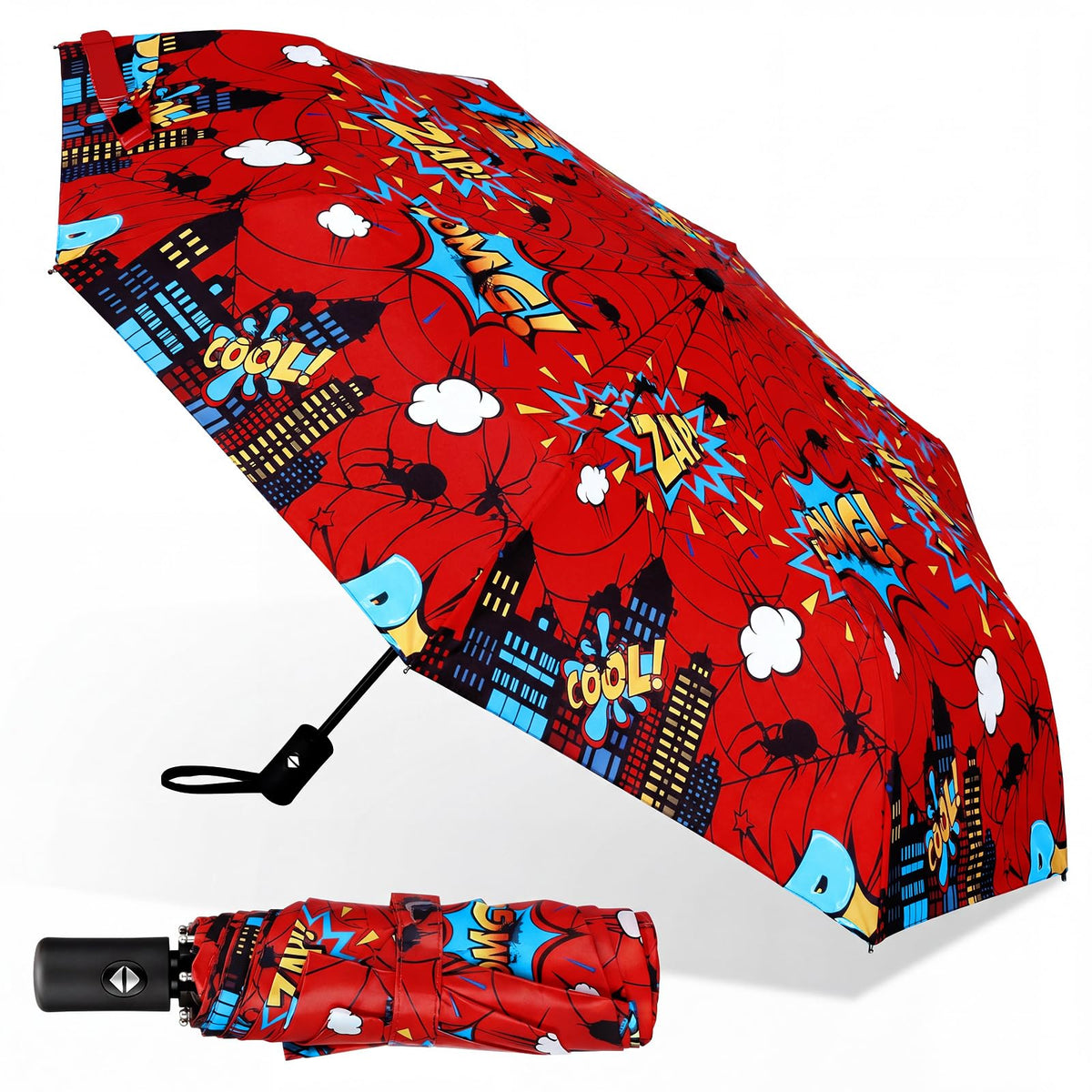 Aliceset 1 Pcs Automatic Folding Umbrella, Adults Folding Telescopic Travel Umbrella for Rain Protection Windproof