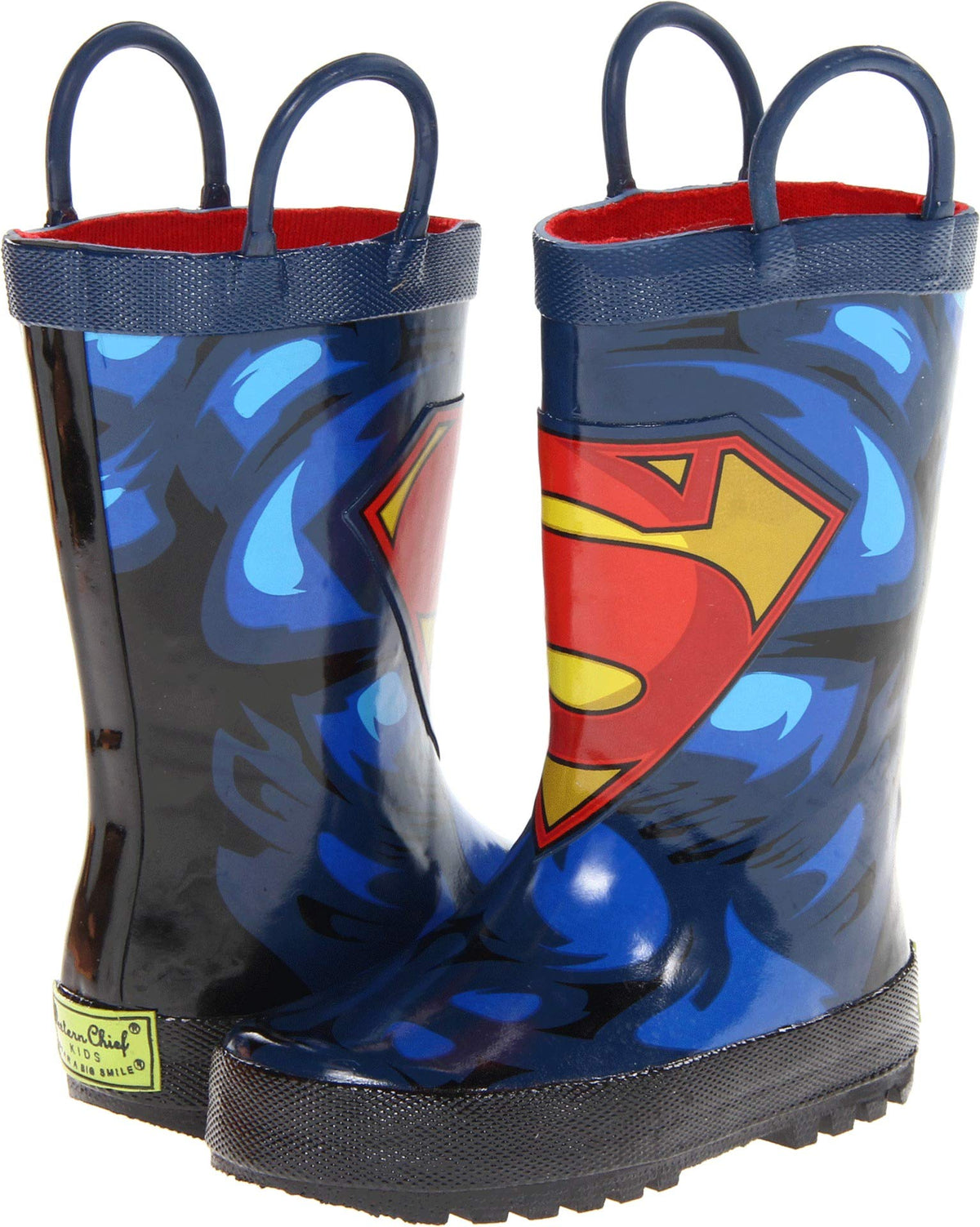 Western Chief Boys Waterproof Printed Rain Boot with Easy Pull On Handles