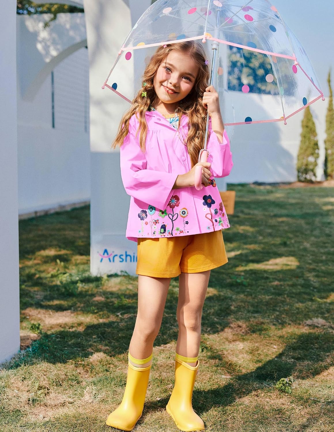 Arshiner Toddler Girls Waterproof Hooded Coat Jacket Outwear Raincoat