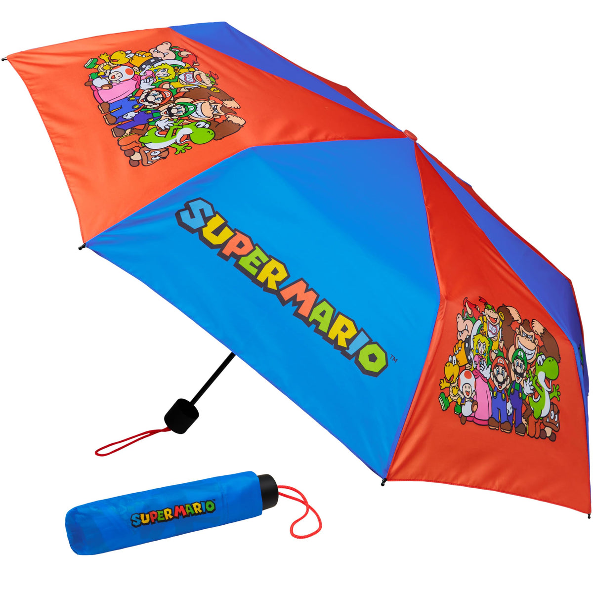 Get Trend Super Mario One Piece Hello Kitty Kids Windproof Travel Umbrella | Strong Folding Compact Umbrellas for Rain, Lightweight, Portable Kids Travel Essentials, Fits Backpack & Car, Gifts for Boys