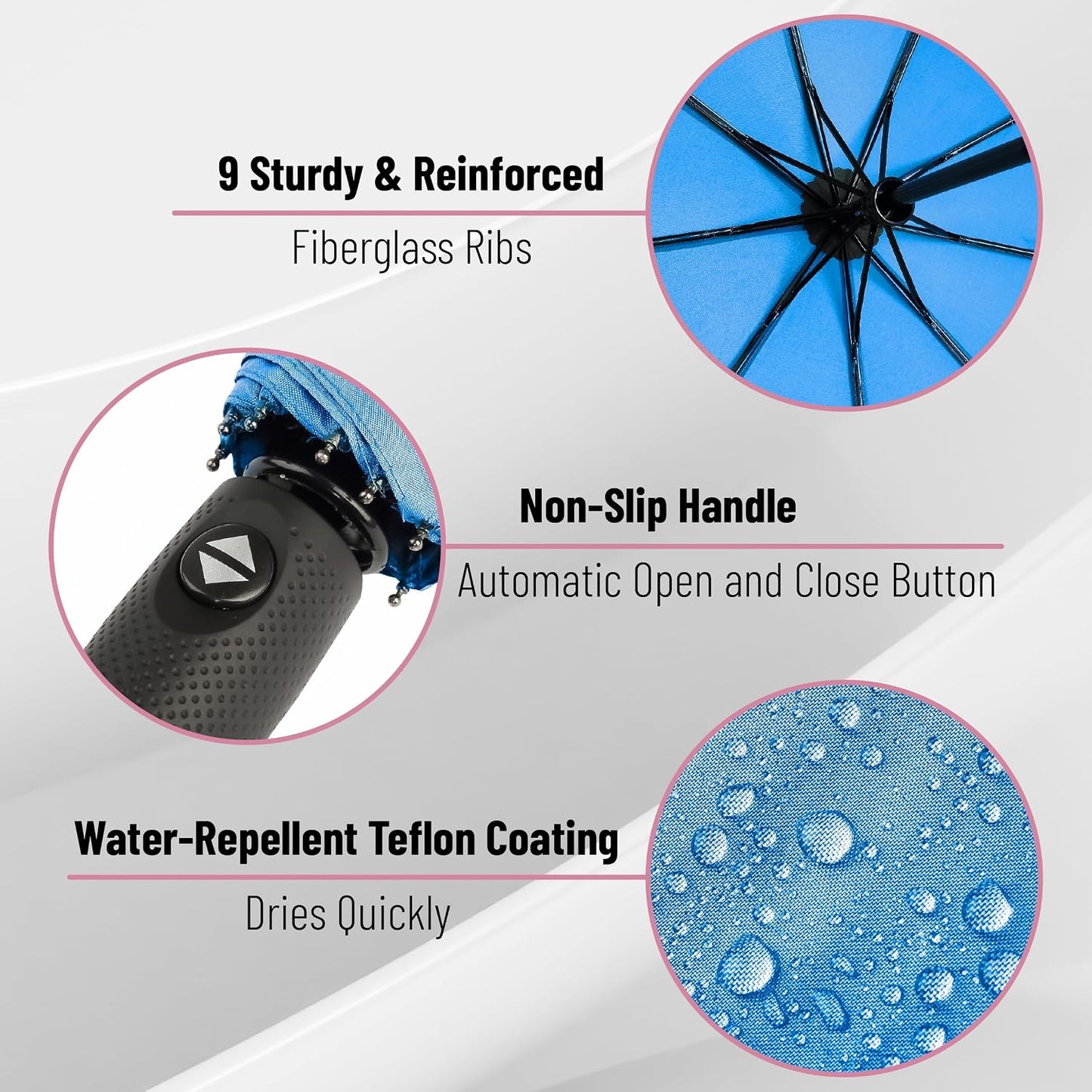 Mr. Pen- Windproof Travel Umbrella, Small Water-Resistant Automatic Folding Umbrella for Rain and Sun, Light, Compact and Portable for Women & Men, Fits Car & Backpack