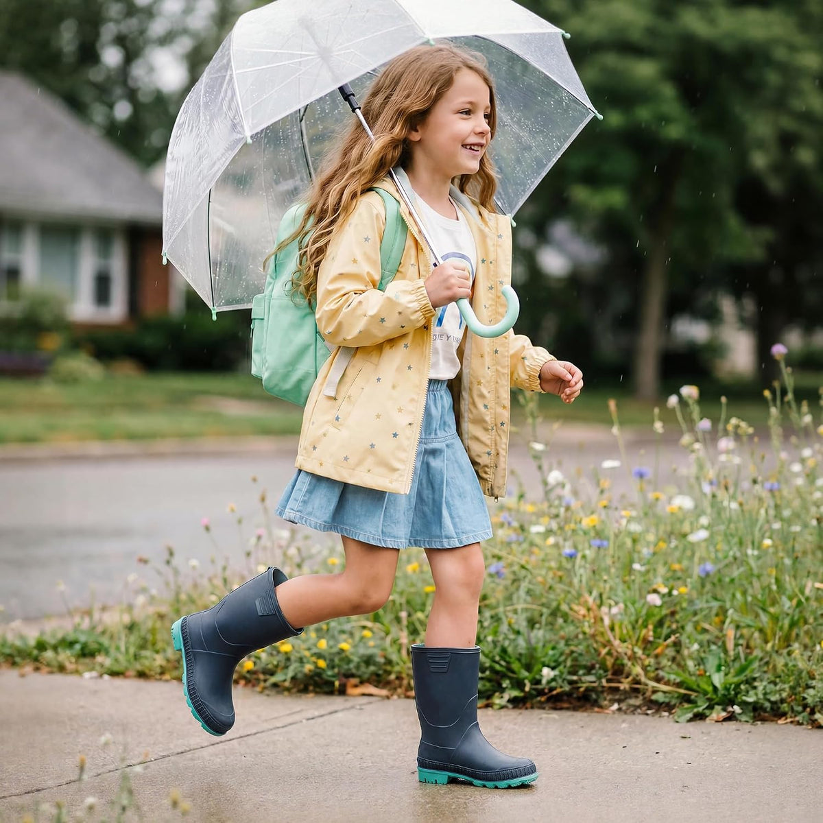 DREAM PAIRS Kids Waterproof Outdoor Rain Boots | Lightweight,Non-Slip Outsole,Easy-On,Unisex Boys Girls,Outdoor Puddle Rainy Day Play