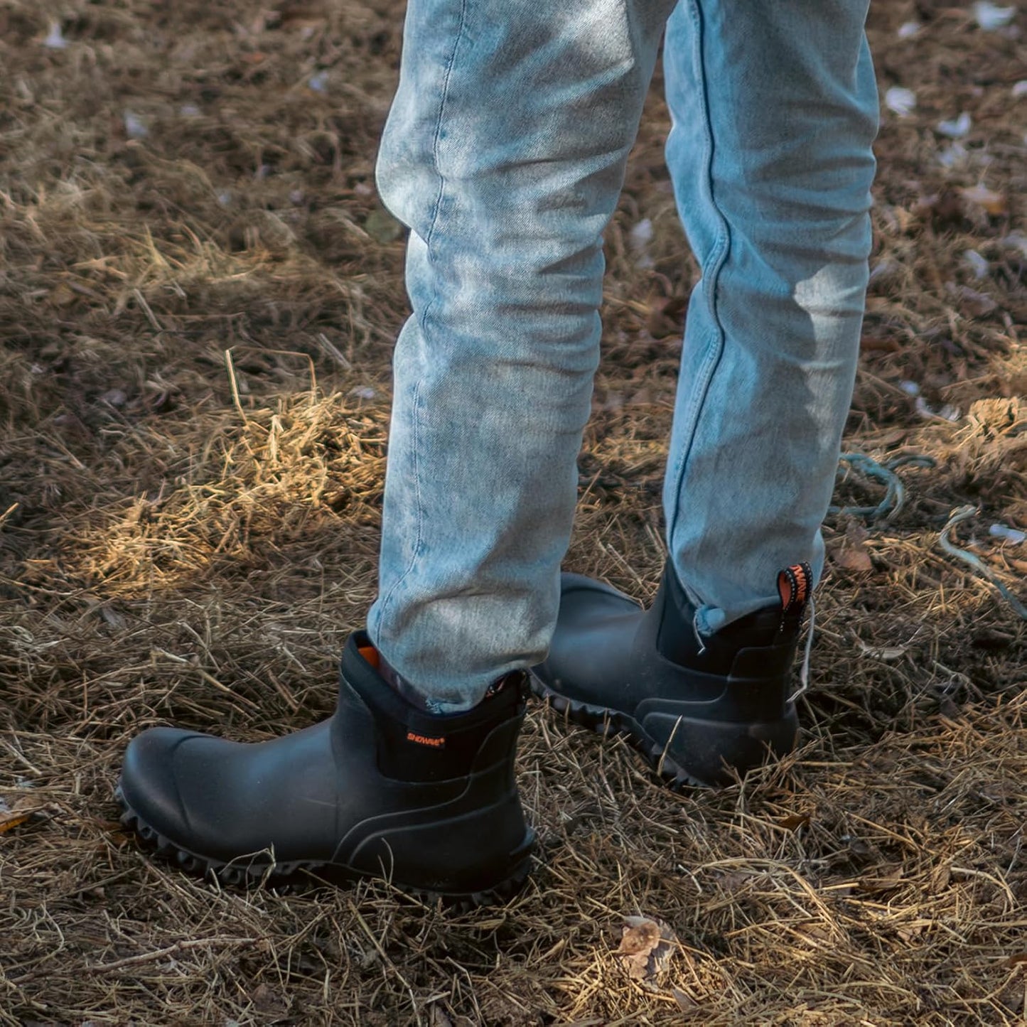 Men's Ankle Rain Boots Waterproof Rubber Garden Boot Mud Booties | Breathable Hunting Booties Insulated Mud Boots, Non-Slip, Durable Slip-On Garden Boots for Farm Yard Chore Fishing