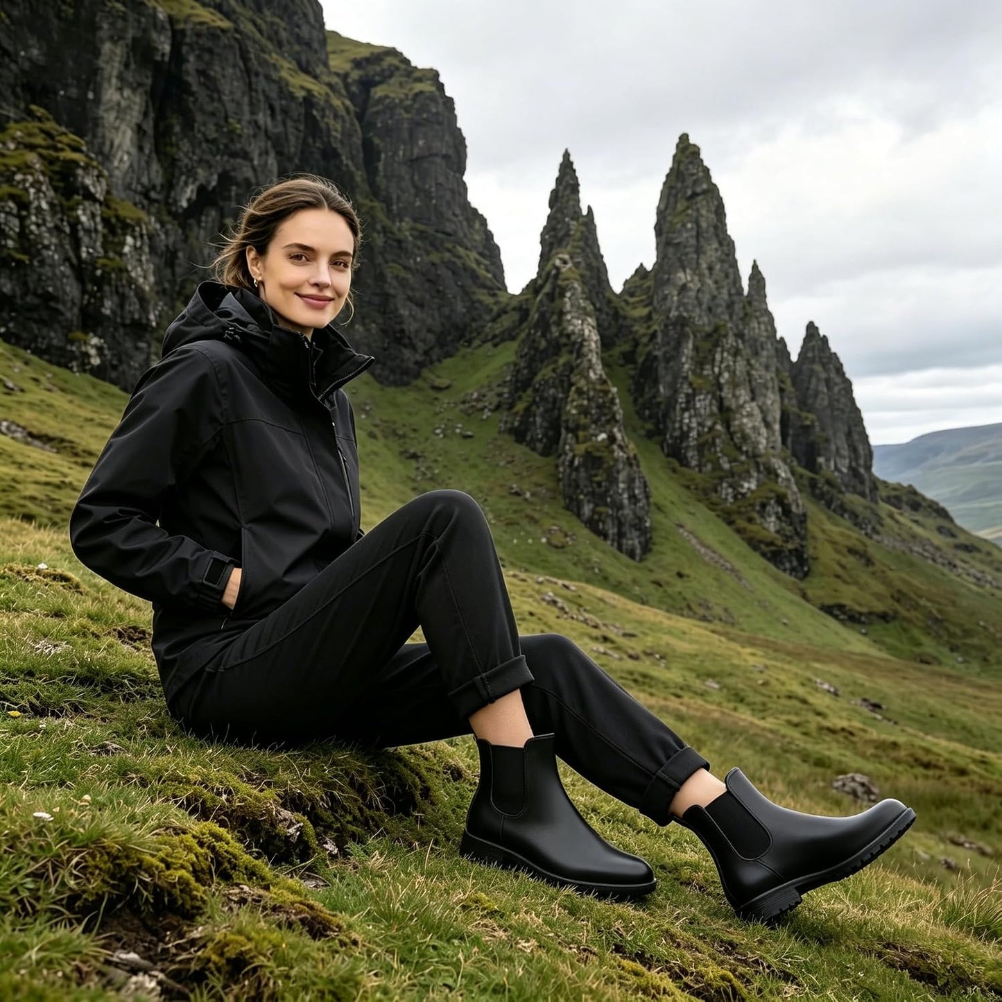 Asgard Women's Ankle Rain Boots Waterproof Chelsea Boots | Stylish Matte Finish, Easy On&Off, Non Slip, Ideal for Rainy Commute