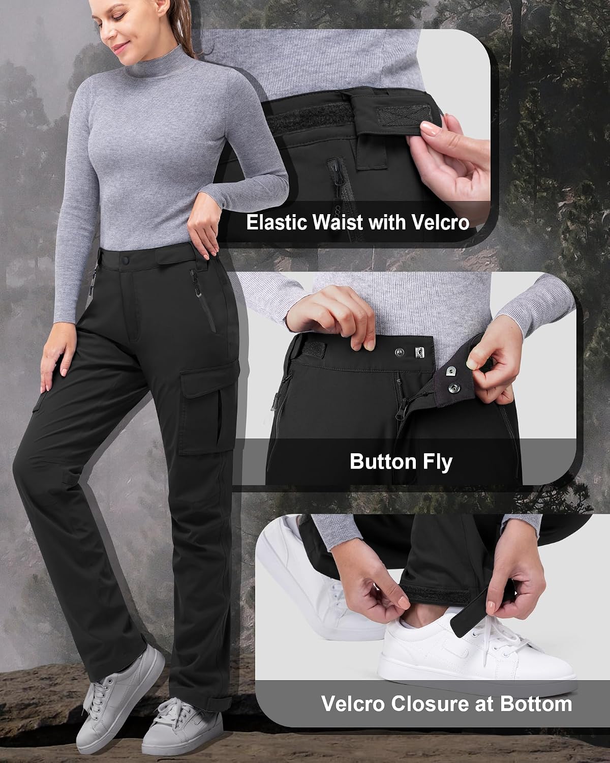 33,000ft Women's Rain Pants, Waterproof Lightweight Breathable Rain Overall Hiking Pants