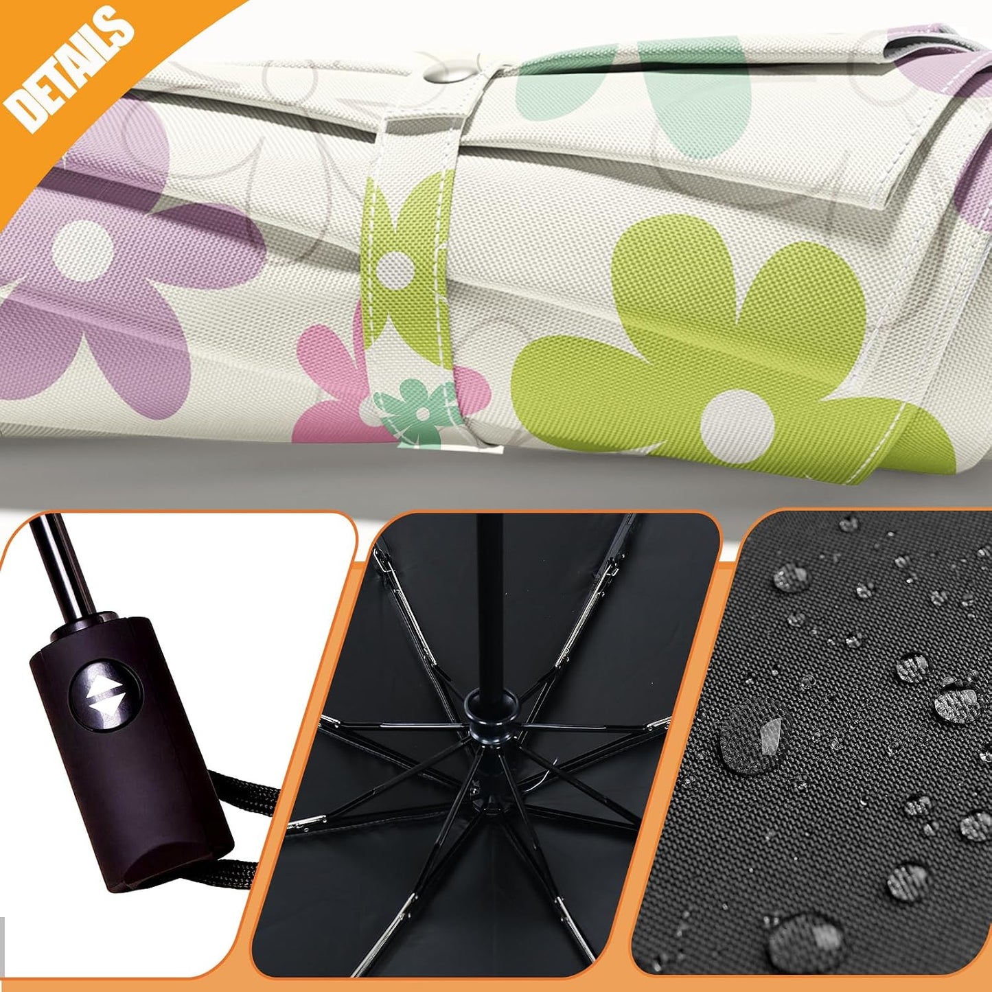 Folding Umbrella, Automatic Small Compact, Sun & Rain | Portable & Lightweight, 8 Ribs, Windproof, UV Protection, for Travel, Outdoor, Commute & Women