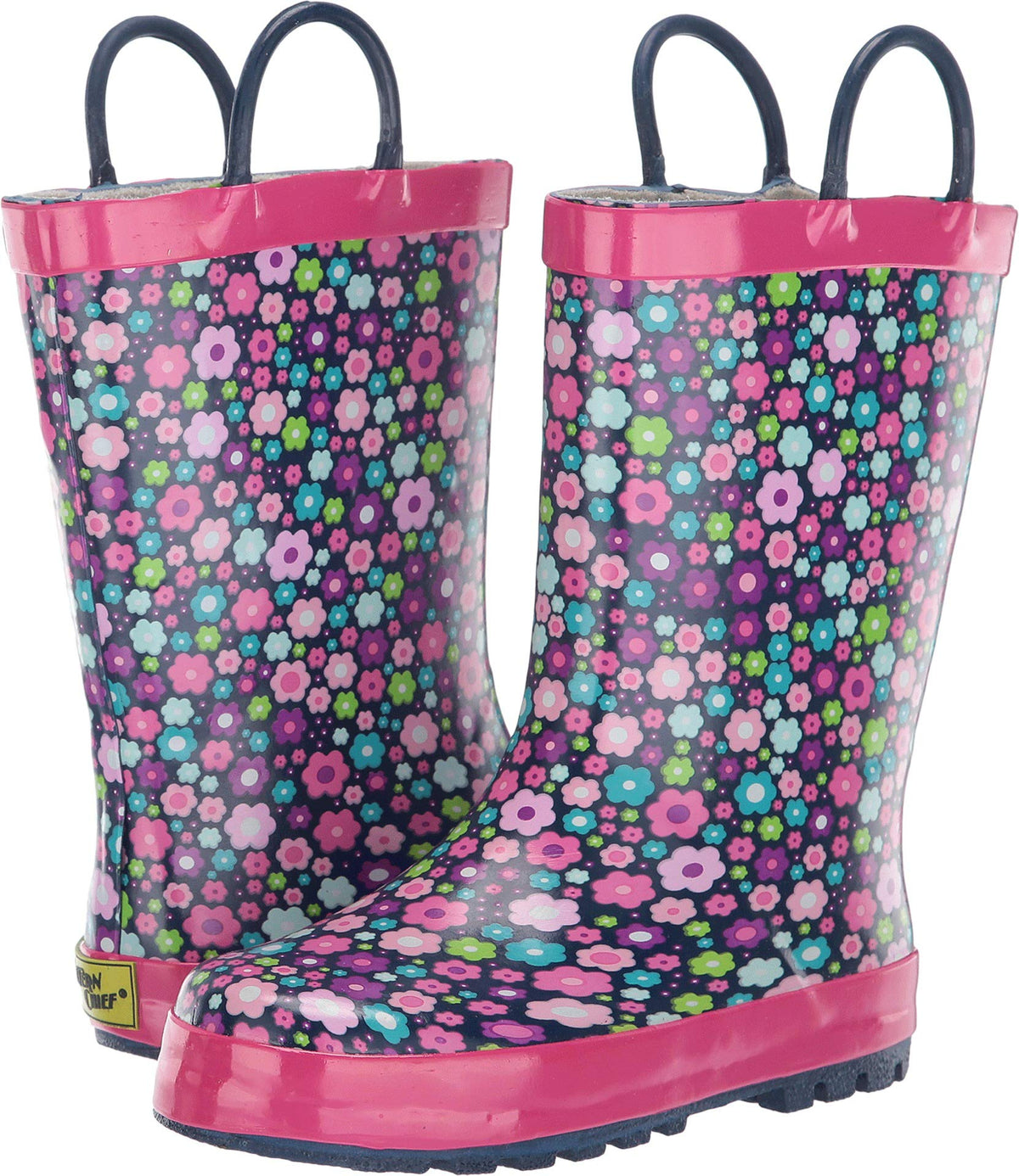 Western Chief Boys Waterproof Printed Rain Boot with Easy Pull On Handles