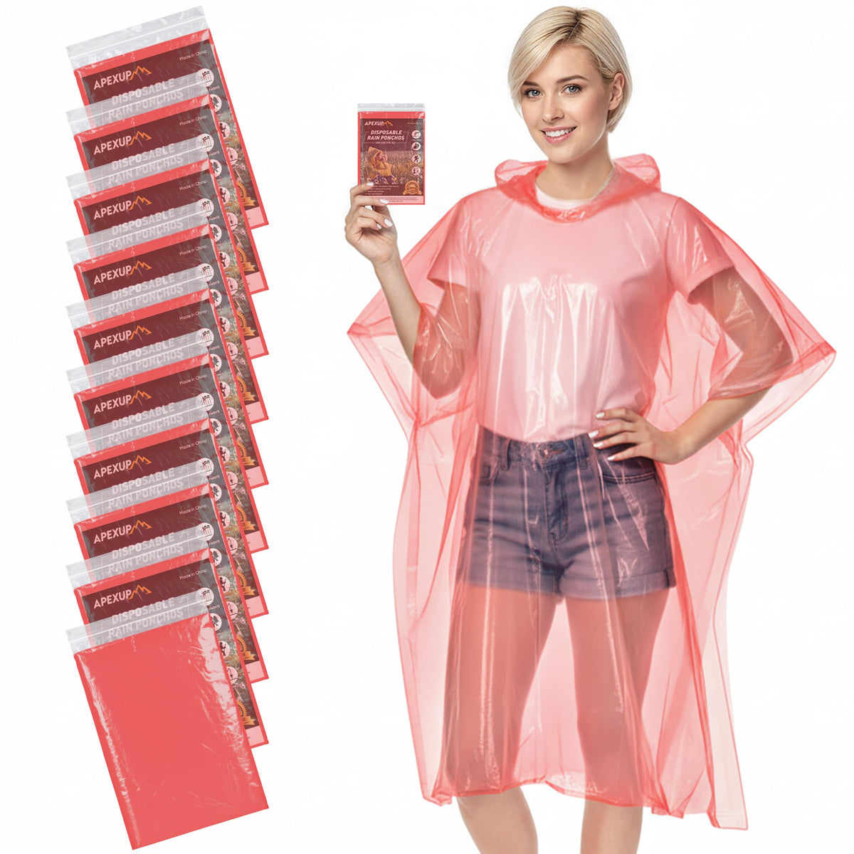 Disposable Rain Ponchos for Adults, 5PK/10PK/50PK Emergency Rain Poncho for Camping Hiking Travelling