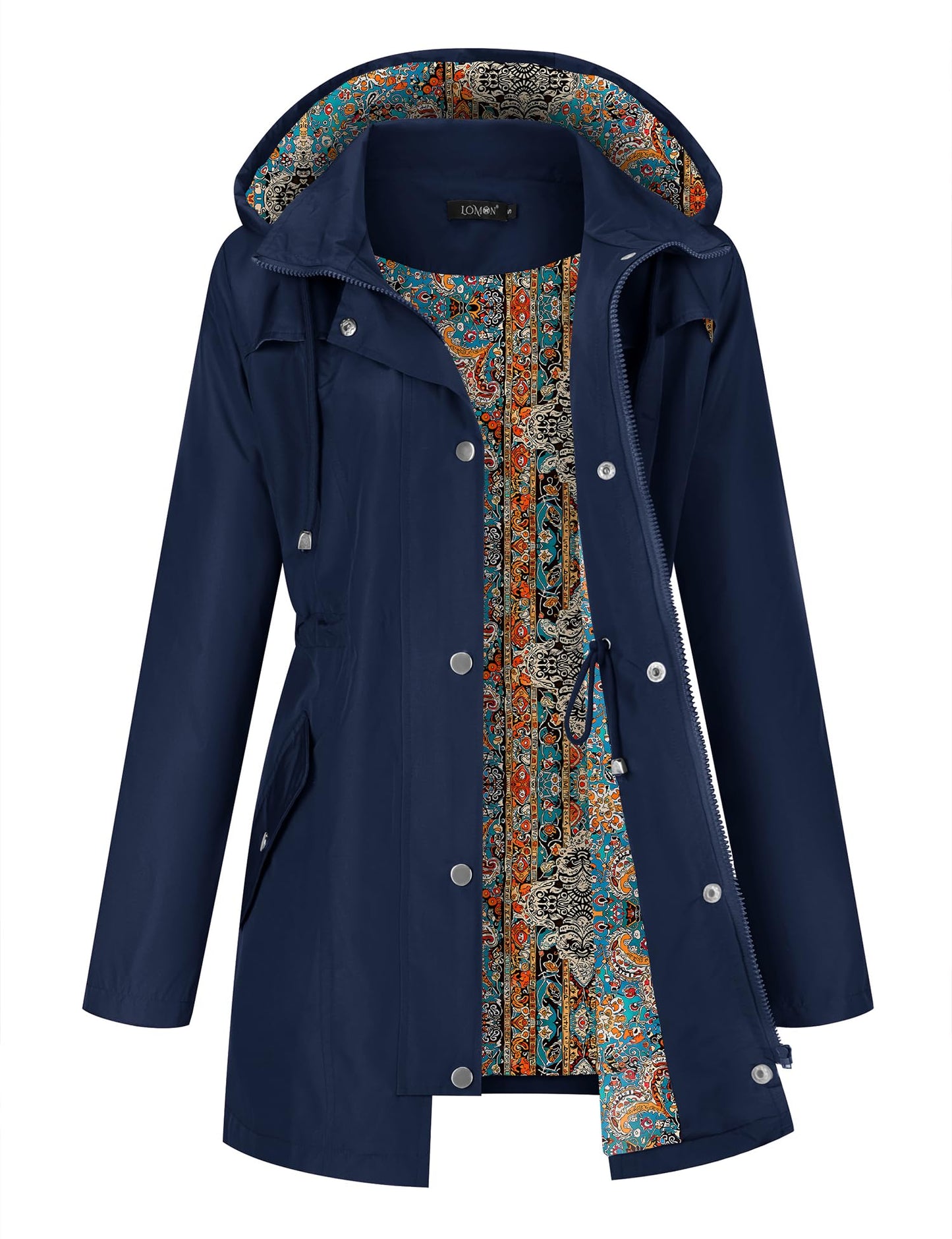 LOMON Women Waterproof Outdoor Hiking Raincoat Women Lined Rain Jacket Lightweight Hooded Jackets Trench Coats