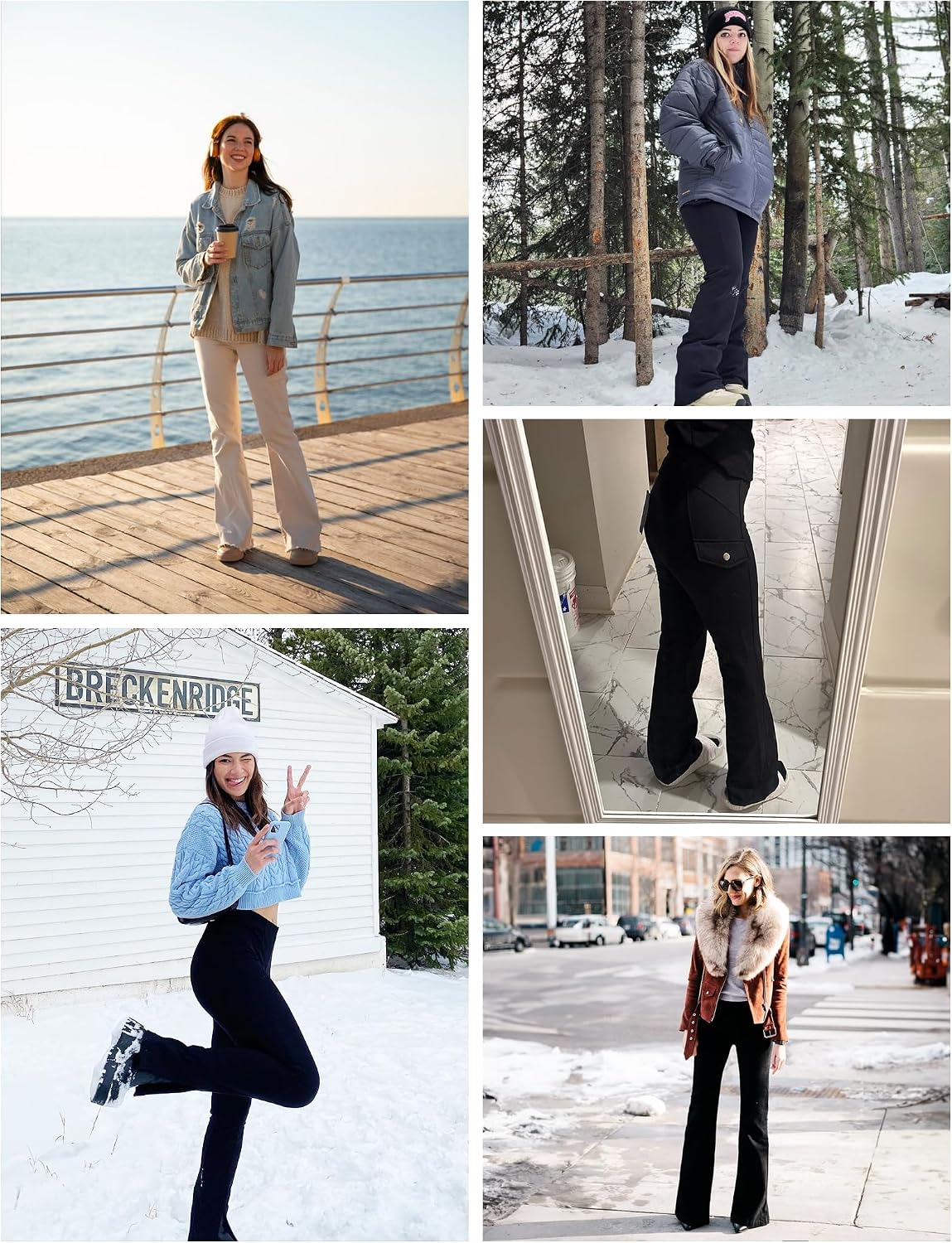 Cargo Pants Women Fleece Lined Leggings Waterproof Hiking Pants Women Thermal Pants Warm Wide Leg Sweatpants Winter