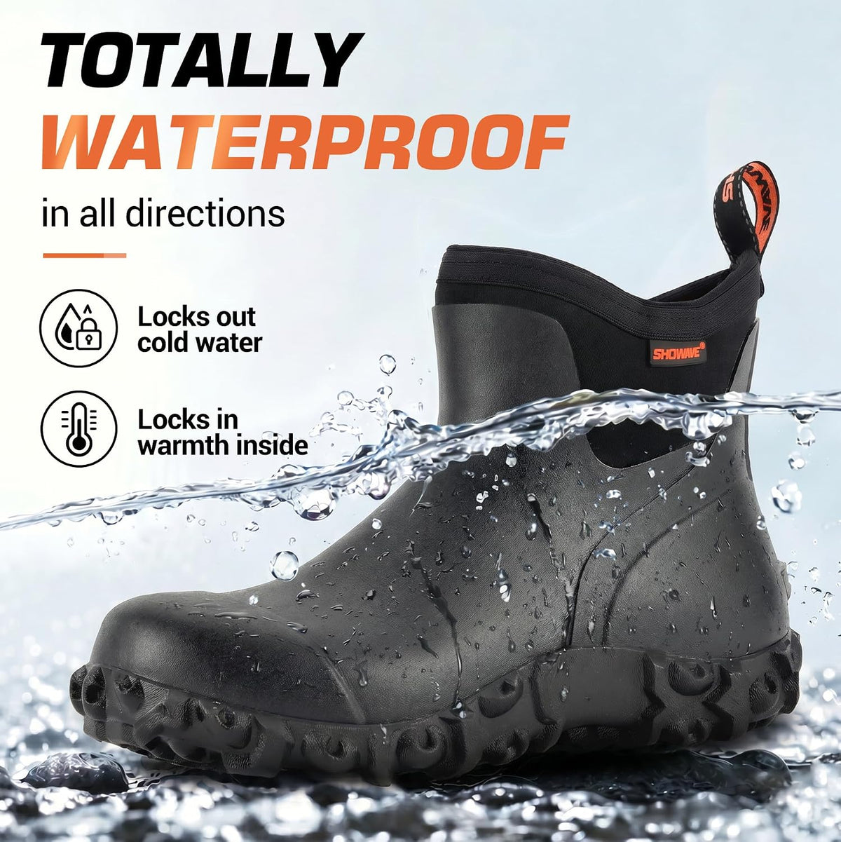 Men's Ankle Rain Boots Waterproof Rubber Garden Boot Mud Booties | Breathable Hunting Booties Insulated Mud Boots, Non-Slip, Durable Slip-On Garden Boots for Farm Yard Chore Fishing