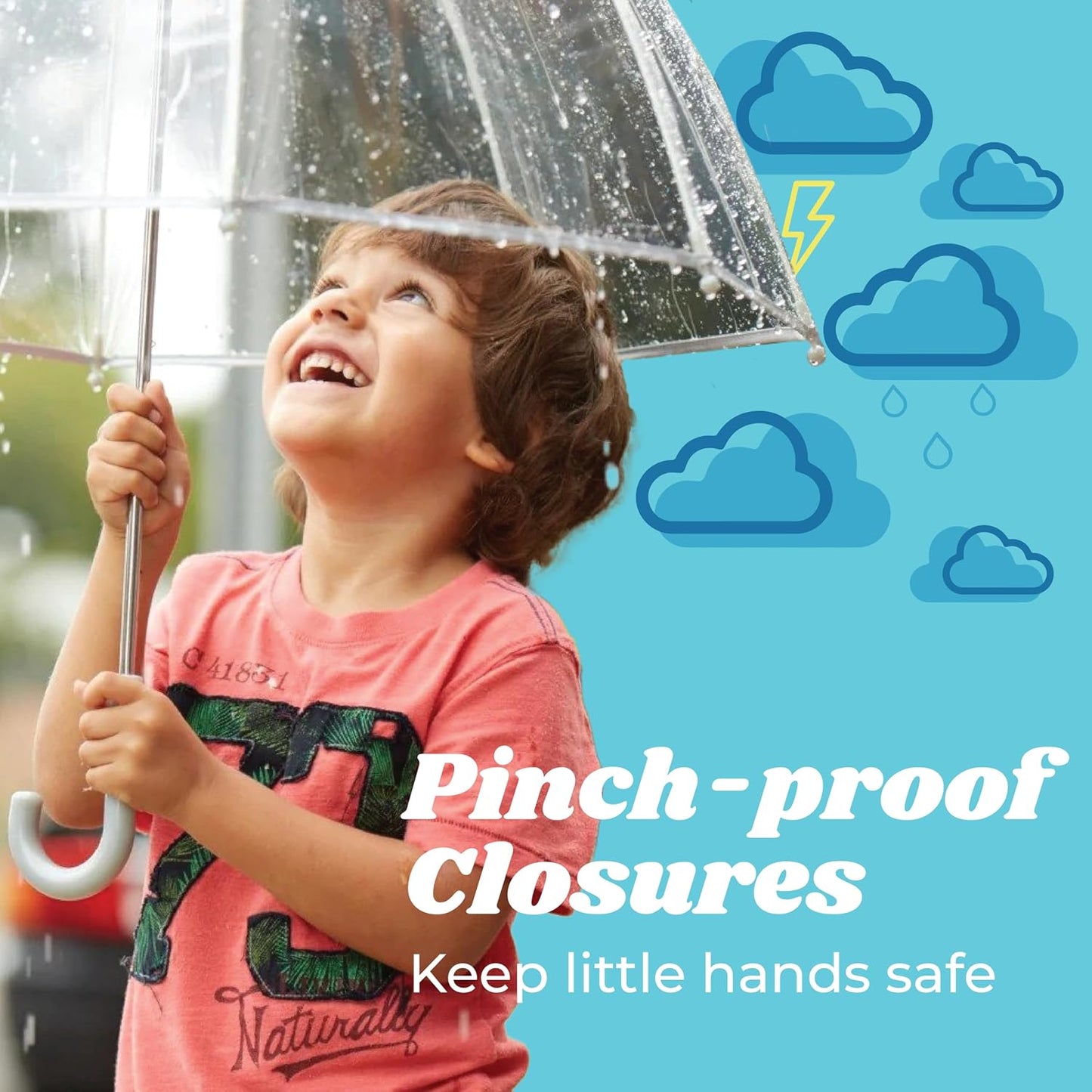 totes Kids Lightweight Dome Canopy Bubble Umbrella with Wind and Rain Protection
