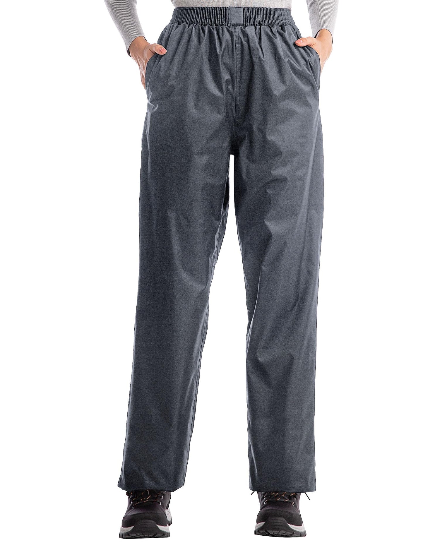iCreek Women's Rain Pants Waterproof Breathable Lightweight Rain Over Pants | Breathable Mesh Lining, Pants Leg Zipper, Hook & Loop, Suitable for Hiking, Fishing, Golf, Work and Daily Wear