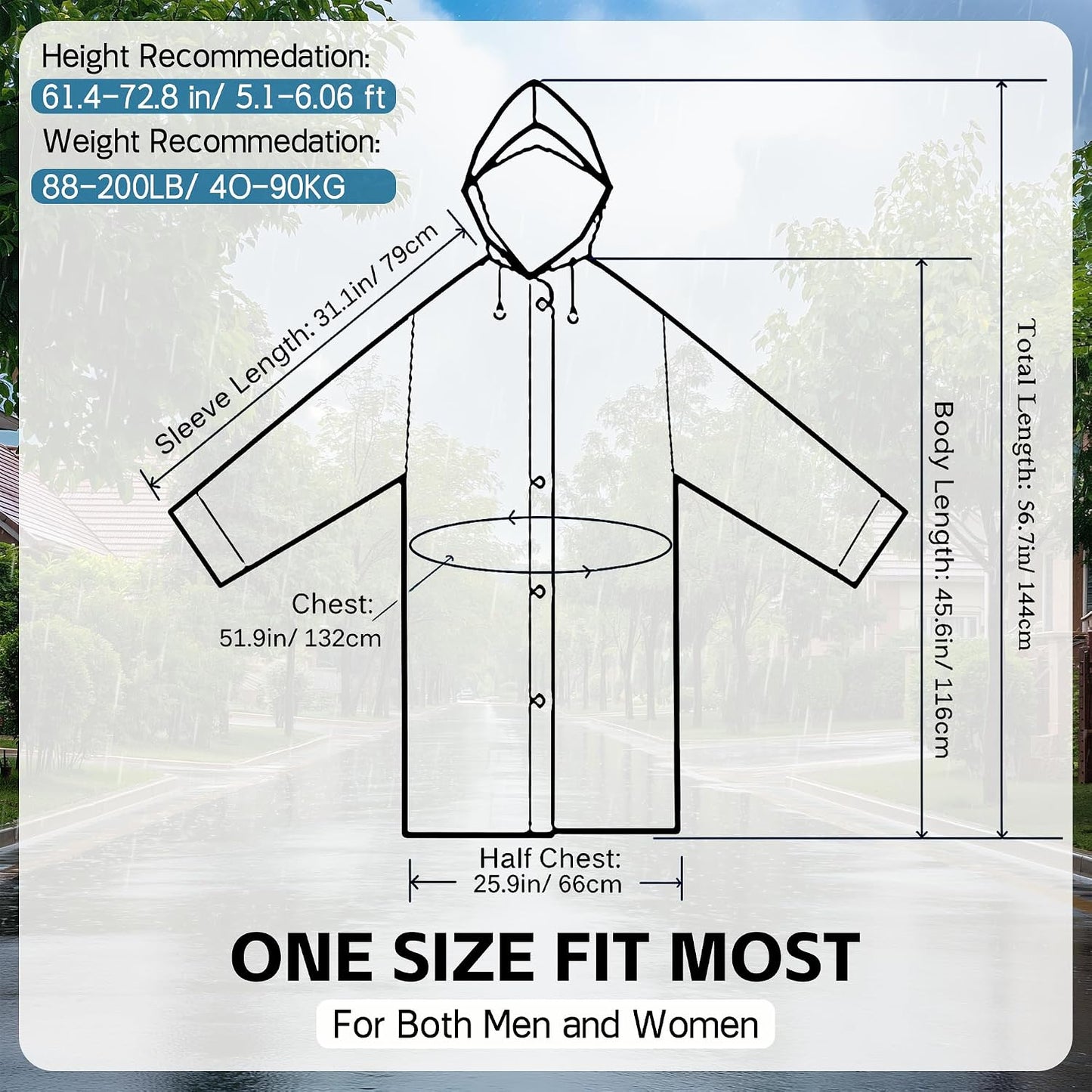 (2 Pack) Rain Ponchos for Adults Reusable, Waterproof EVA Raincoats | Raincoats with Hood and Drawstring for Women & Men, Lightweight Emergency Raincoats for Theme Parks and Music Festivals