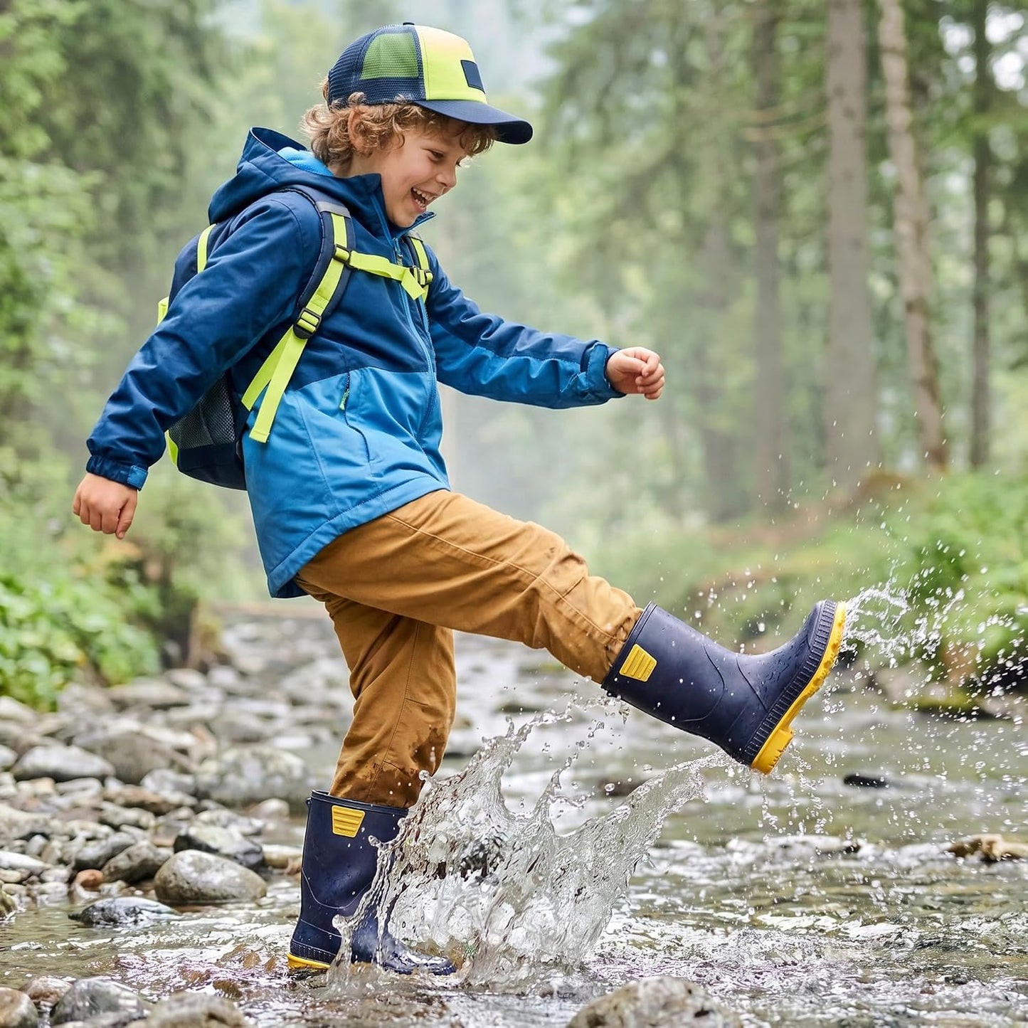 DREAM PAIRS Kids Waterproof Outdoor Rain Boots | Lightweight,Non-Slip Outsole,Easy-On,Unisex Boys Girls,Outdoor Puddle Rainy Day Play