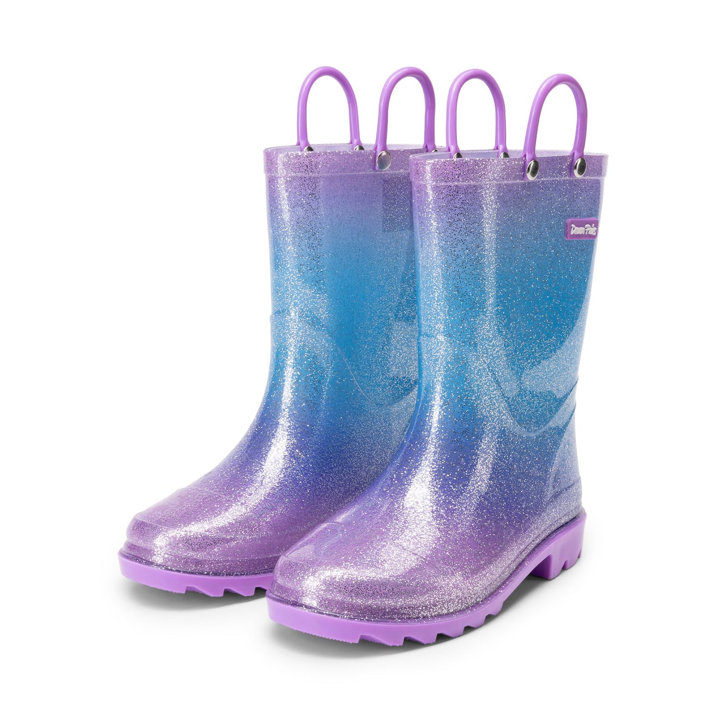 DREAM PAIRS Kids Glitter Rain Boots | Waterproof,Easy-on handles,Lightweight,Non-Slip sole,Rain puddle outdoor play,Girls Boys Toddler