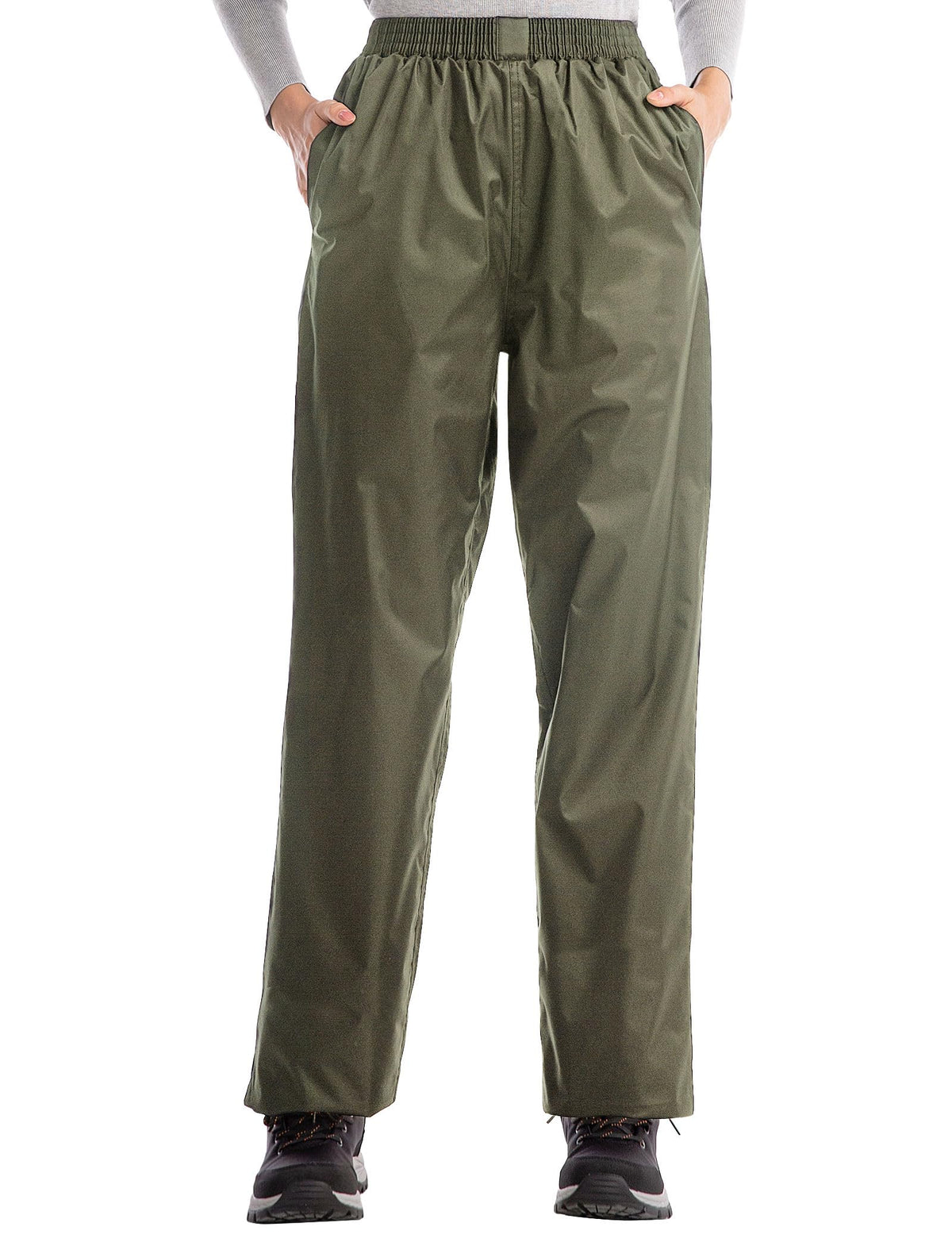 iCreek Women's Rain Pants Waterproof Breathable Lightweight Rain Over Pants | Breathable Mesh Lining, Pants Leg Zipper, Hook & Loop, Suitable for Hiking, Fishing, Golf, Work and Daily Wear