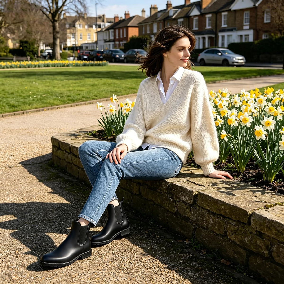 Asgard Women's Ankle Rain Boots Waterproof Chelsea Boots | Stylish Matte Finish, Easy On&Off, Non Slip, Ideal for Rainy Commute