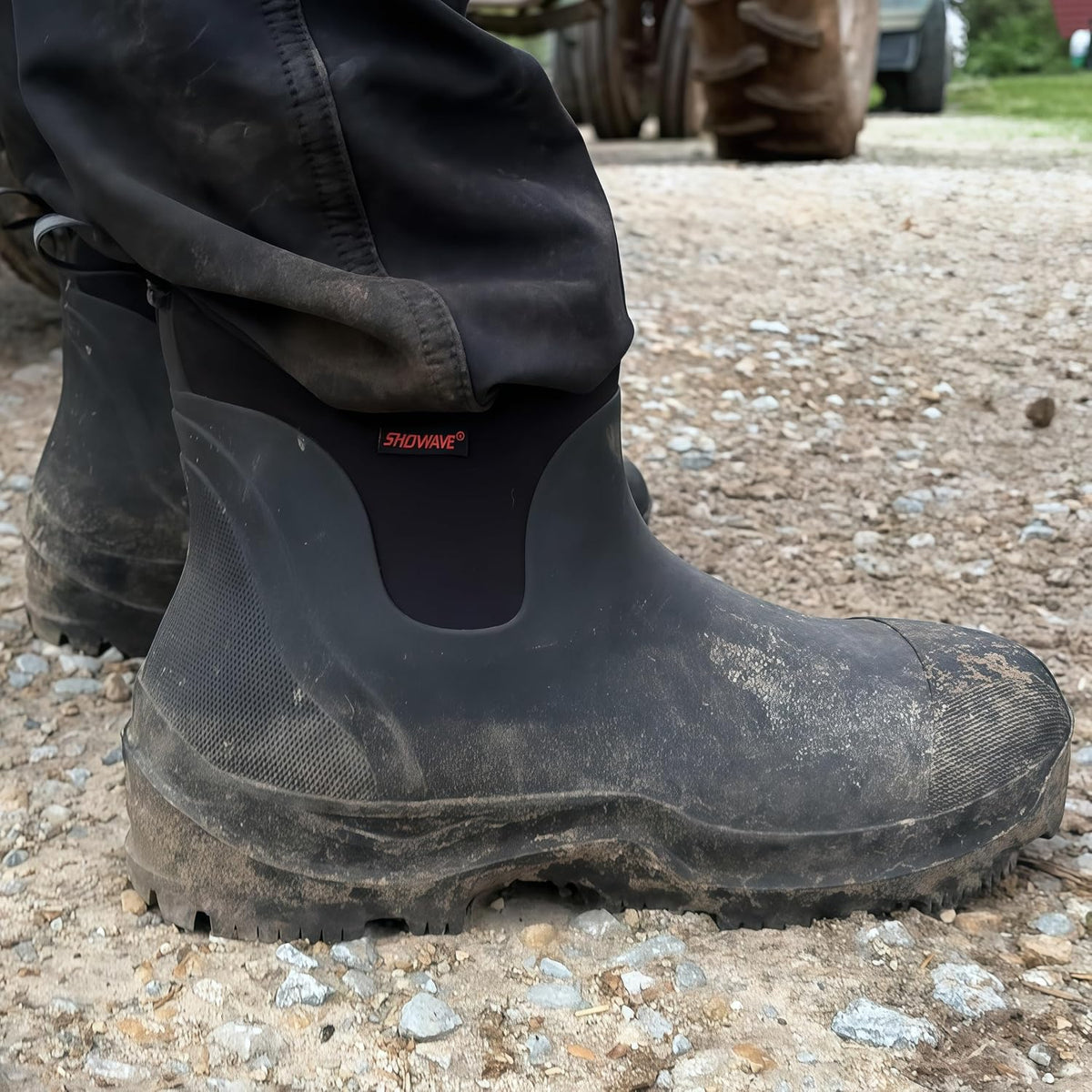 Waterproof Slip-on Rain Boots Men Lightweight Mud Rubber Booties | Ultra-light Ankle Rain Booties Insulated Garden Mud Fishing Boots For Farm Yard Outdoor