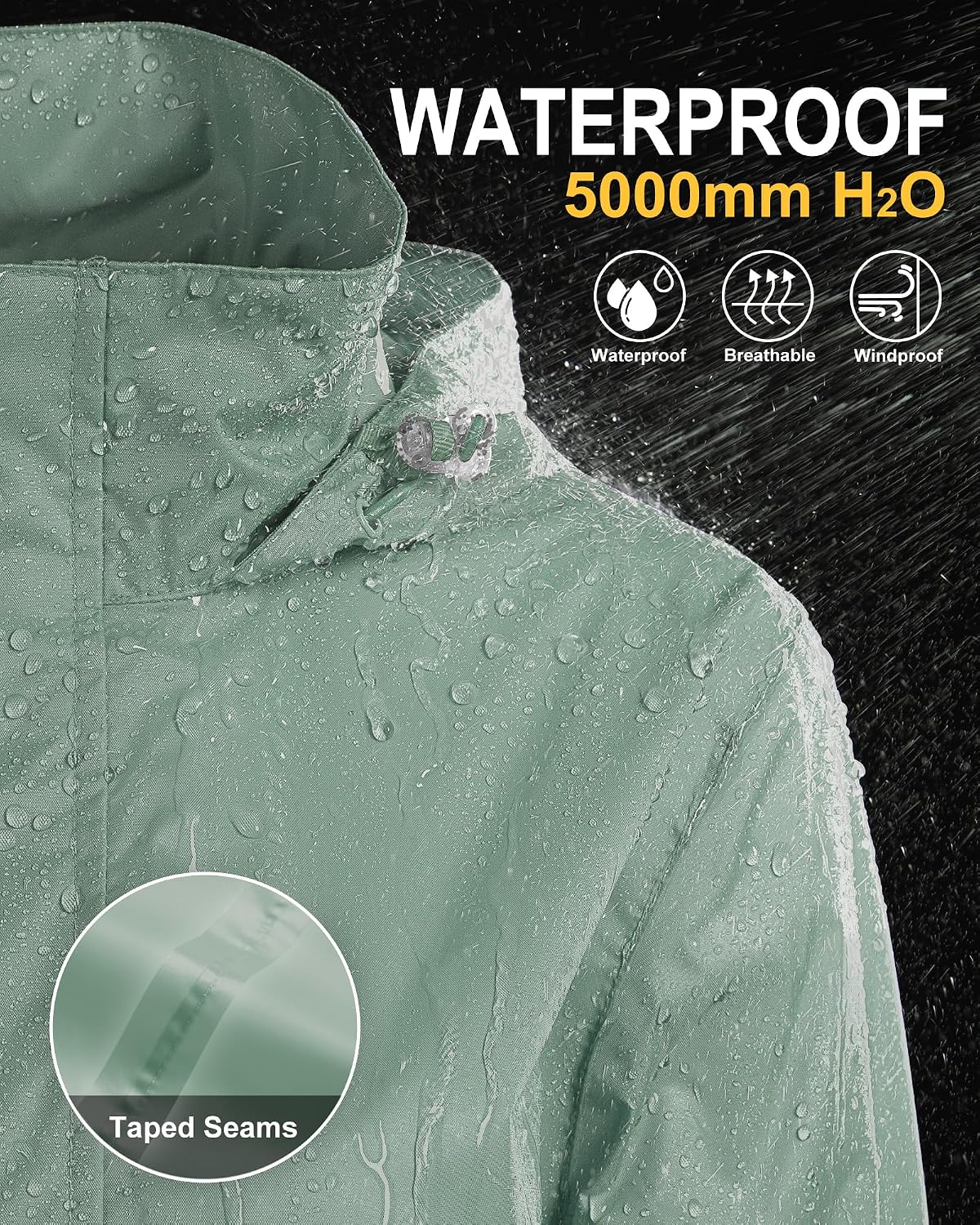 33,000ft Women's Rain Jacket Waterproof Lightweight Packable Raincoat with Hood for Golf Hiking Travel Windbreaker