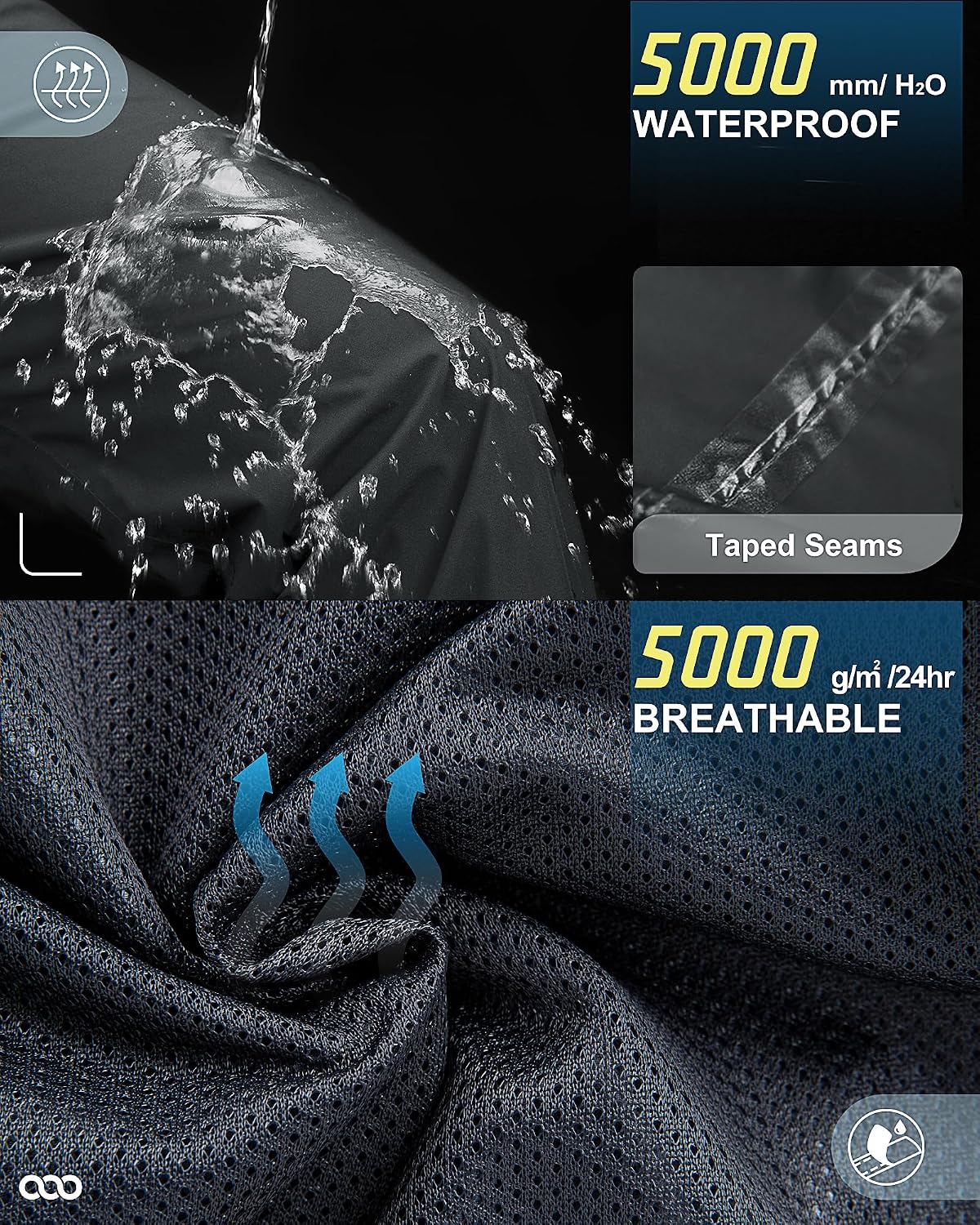 33,000ft Men's Rain Pants, Waterproof Rain Over Pants, Windproof Outdoor Pants for Hiking, Fishing