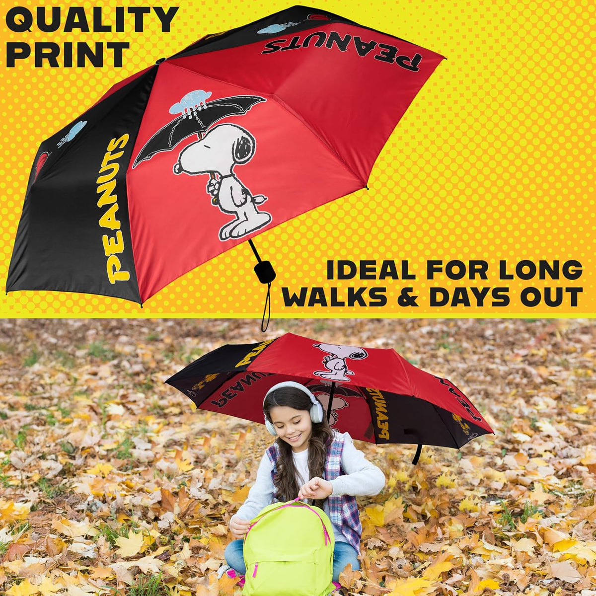 Get Trend Super Mario One Piece Hello Kitty Kids Windproof Travel Umbrella | Strong Folding Compact Umbrellas for Rain, Lightweight, Portable Kids Travel Essentials, Fits Backpack & Car, Gifts for Boys