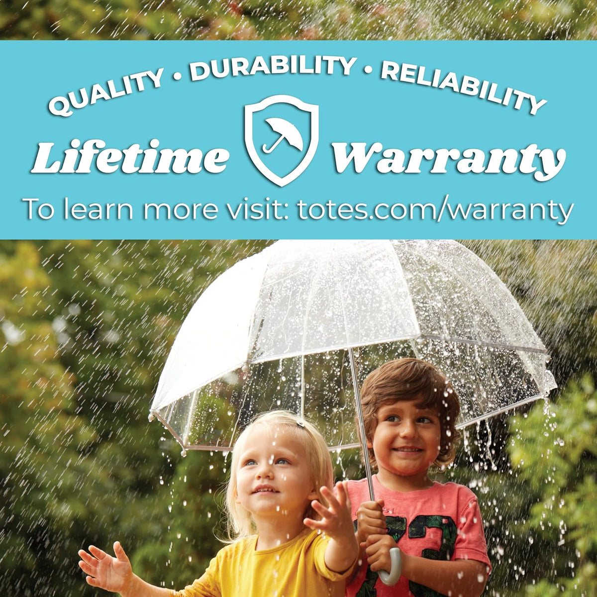 totes Kids Lightweight Dome Canopy Bubble Umbrella with Wind and Rain Protection