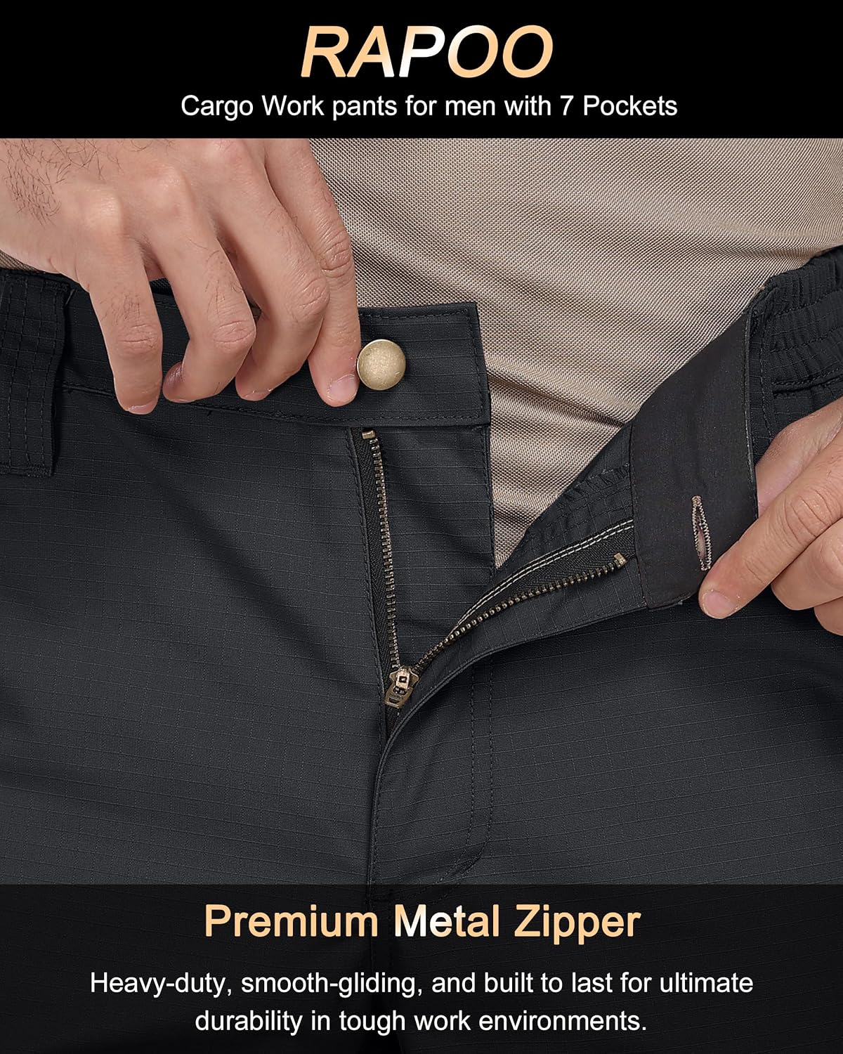 Mens Cargo Pants Ripstop Breathable Tactical Hiking Pants with 7 Pockets | Heavy Duty Multi Pockets Relaxed Fit Breathable Hunting Working Carpenter Construction Water Resistant Waterproof Outdoor