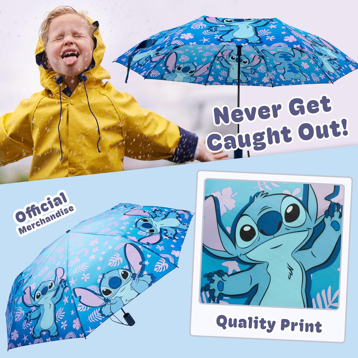Disney Automatic Umbrella for Kids Teens Adults, Folding Telescopic Umbrella Lightweight Travel School Work, Gifts for Kids