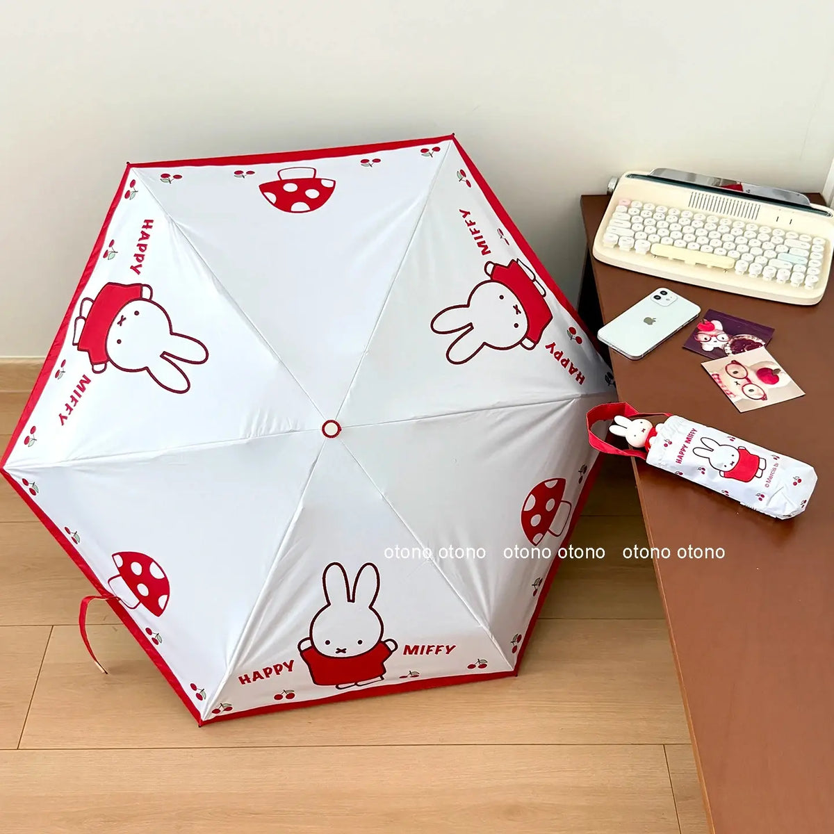 Kawaii Miffy Rabbit Umbrella Cute Cartoon Doll on Ins Portable Sun Protection Umbrella That Can Be Used in All Weather