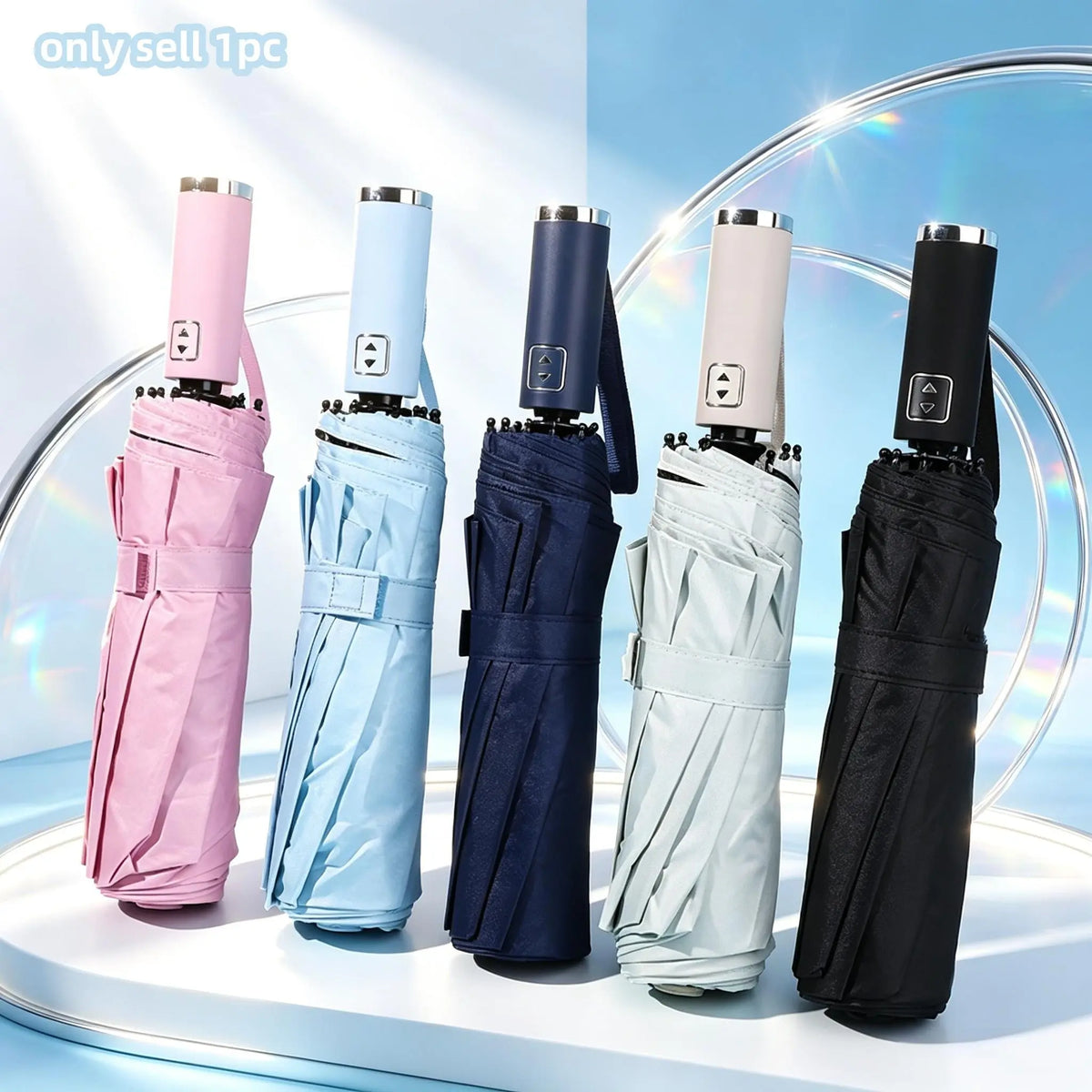 10 Ribs Fully Automatic Vinyl Umbrella, Trendy Business Foldable Parasol, UV Protection for Men & Women, Durable Design, 1pc