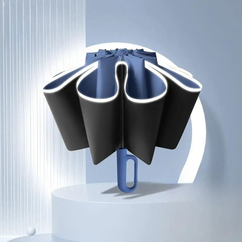 Large Auto Open Close Folding Umbrella with Loop Handle, Waterproof Portable Rain Umbrella for Car, Outdoor & Travel