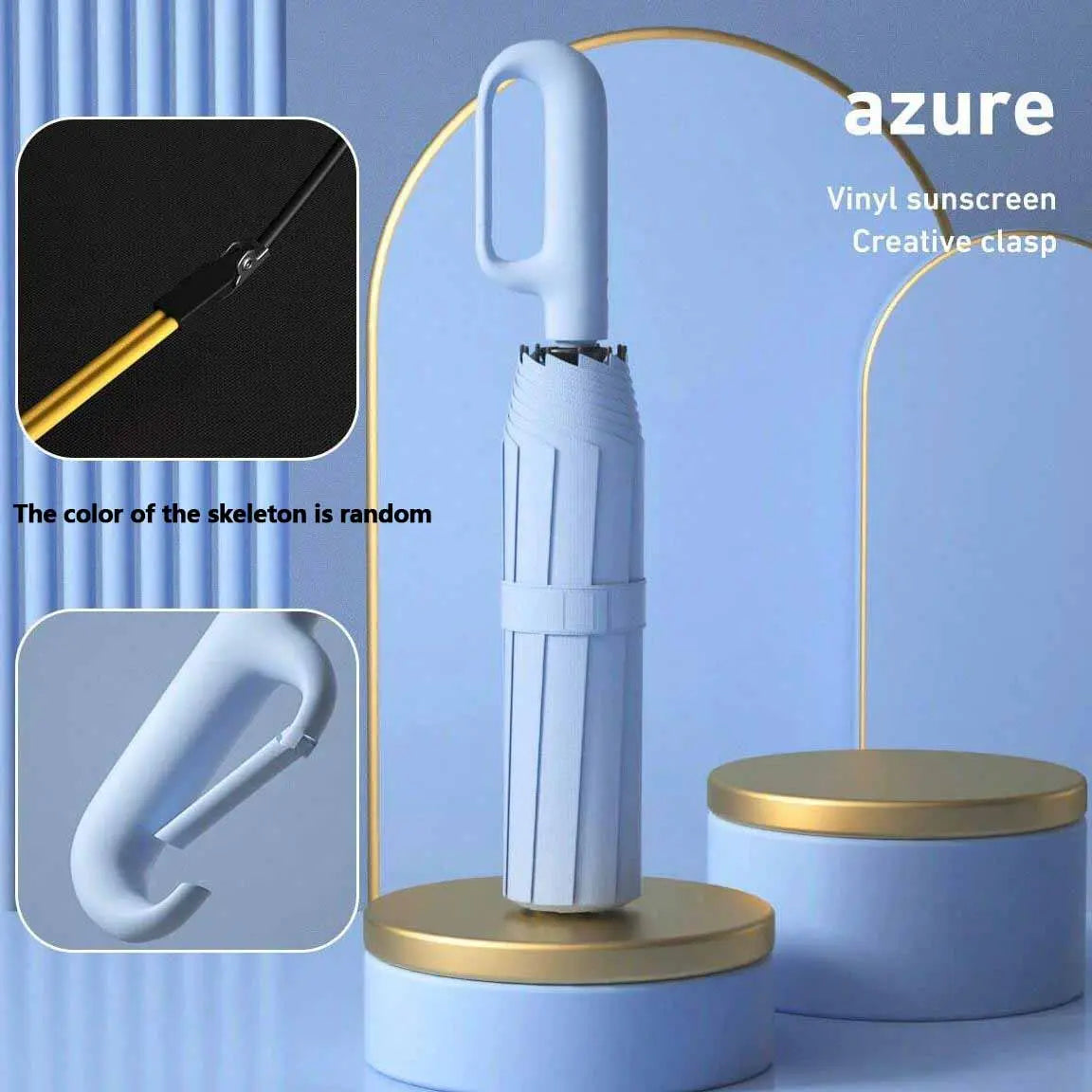 Automatic Folding Umbrella, 1 Count/60pcs Portable Rain Umbrella with Loop Buckle, Windproof & Waterproof Umbrella for Men & Women