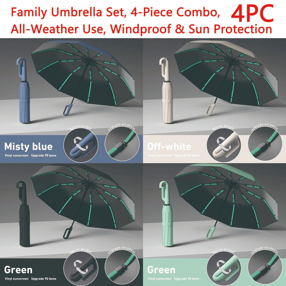 Automatic Folding Umbrella, 1 Count/60pcs Portable Rain Umbrella with Loop Buckle, Windproof & Waterproof Umbrella for Men & Women