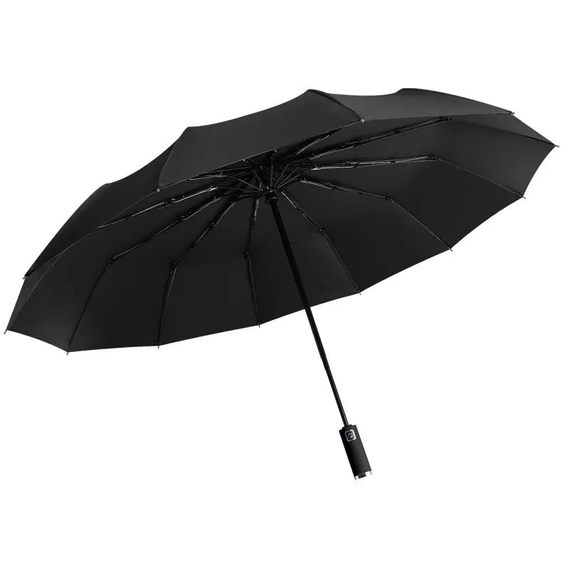 10 Ribs Fully Automatic Vinyl Umbrella, Trendy Business Foldable Parasol, UV Protection for Men & Women, Durable Design, 1pc