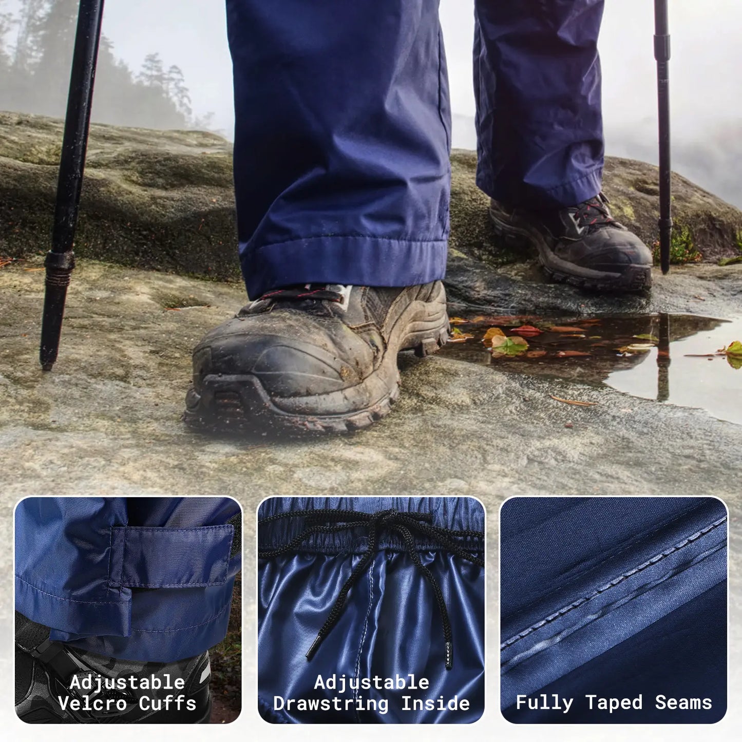 AXESQUIN Rain Pants Women, Waterproof Pants Women Lightweight Packable Hiking Fishing Outdoor