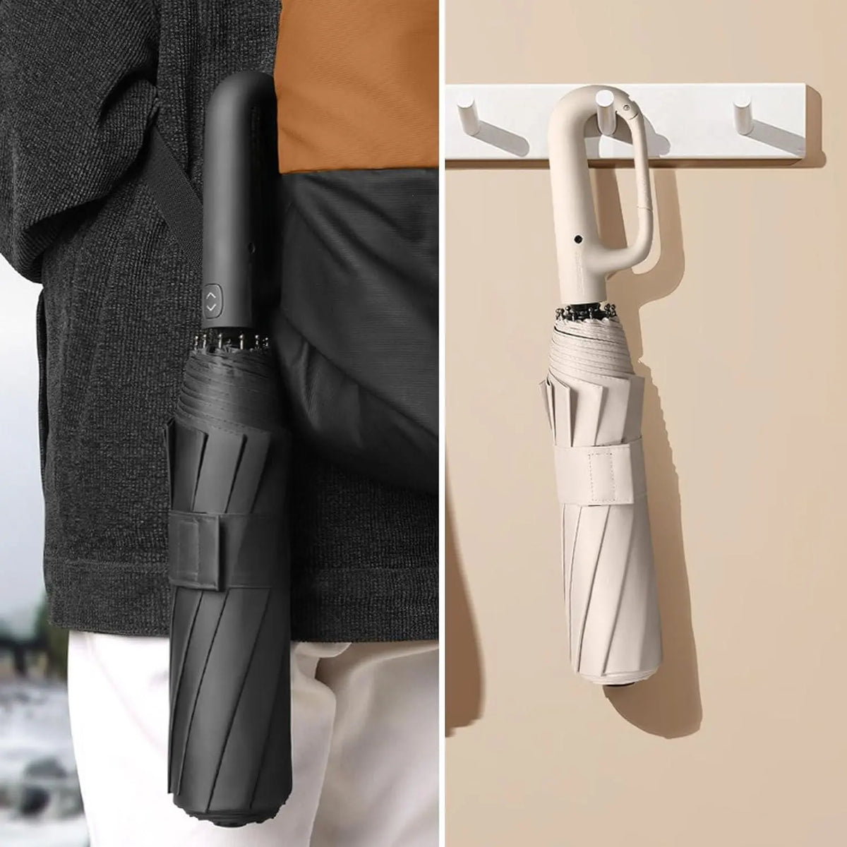 Fully Automatic Buckle Umbrella, Folding Sun Umbrella for Both Rain and Sunshine, Portable Travel Automation Hook Sun Umbrellas, Ring Buckle Umbrellas, 10 * 3 Ribs Sturdy Windproof, UV Protection